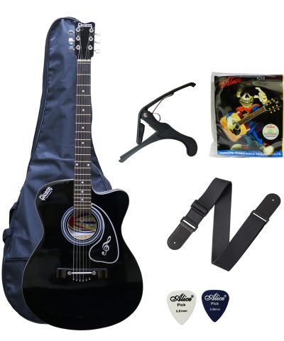 Givson SF-100 Acoustic Guitar, Alice strings Set, 2picks, Guitar Bag, Techno capo, KAPS Strap (Combo)